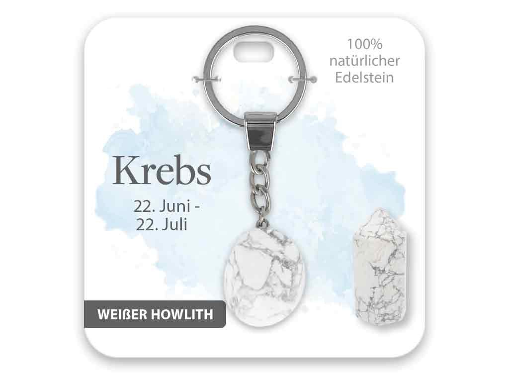 Armband Edelstein Schlüsselanhänger Weißer Howlith Sternzeichen Krebs