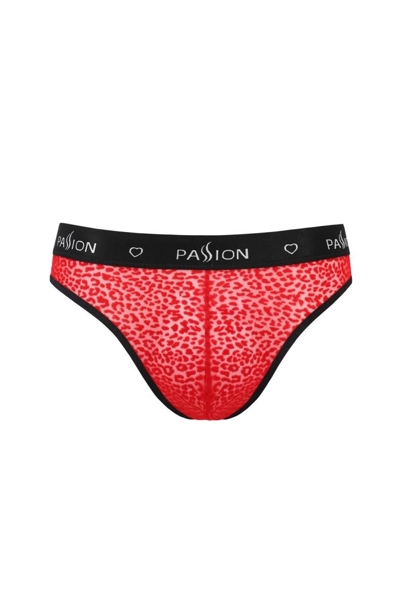 Passion Menswear Slip Roter Männer Slip transparent aus feinem Netzmaterial mit Samt-Print H