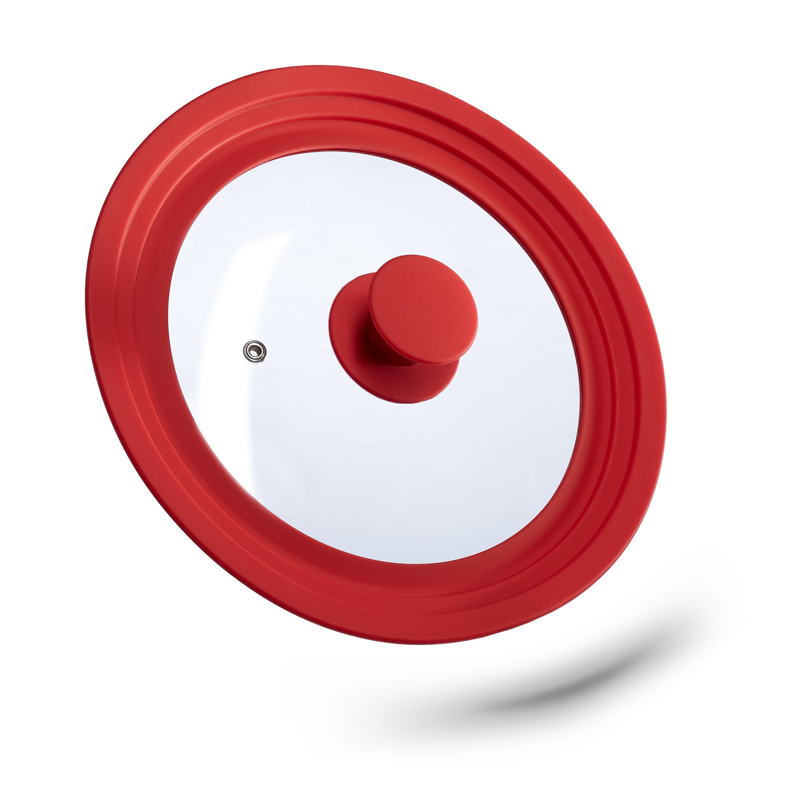 relaxdays Topfdeckel 20 24 cm mit Silikonrand, rot