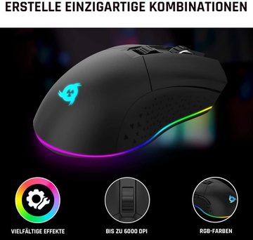 KLIM Blaze Black wireless hochleistungs Gaming-Maus,  mit DPI-Anpassung Gaming-Maus (Funk, ergonomisch für beide Hände, wiederaufladbar)