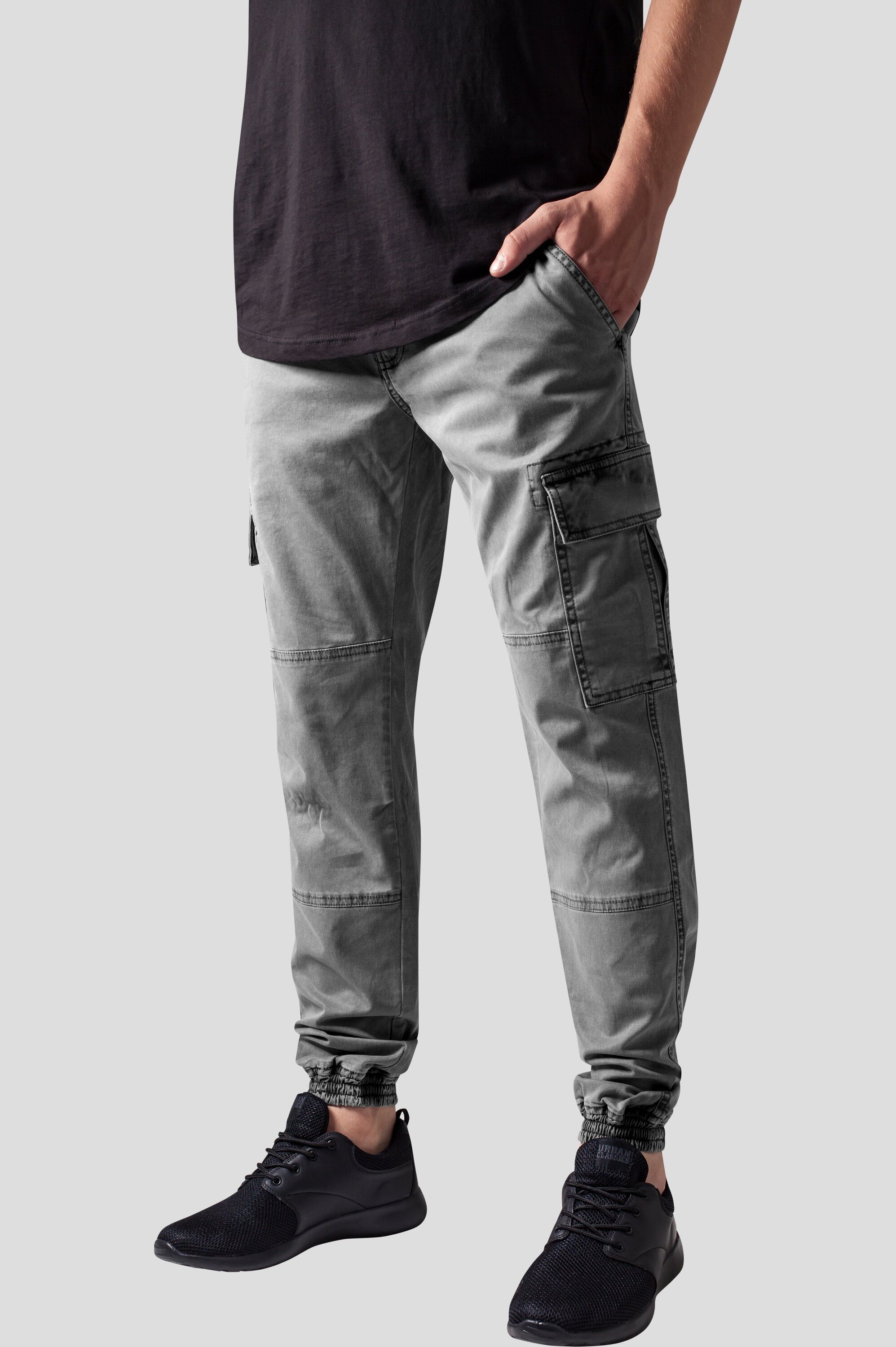 (1-tlg) Cargohose Herren URBAN grey Washed Jogging Twill Cargo CLASSICS Pants