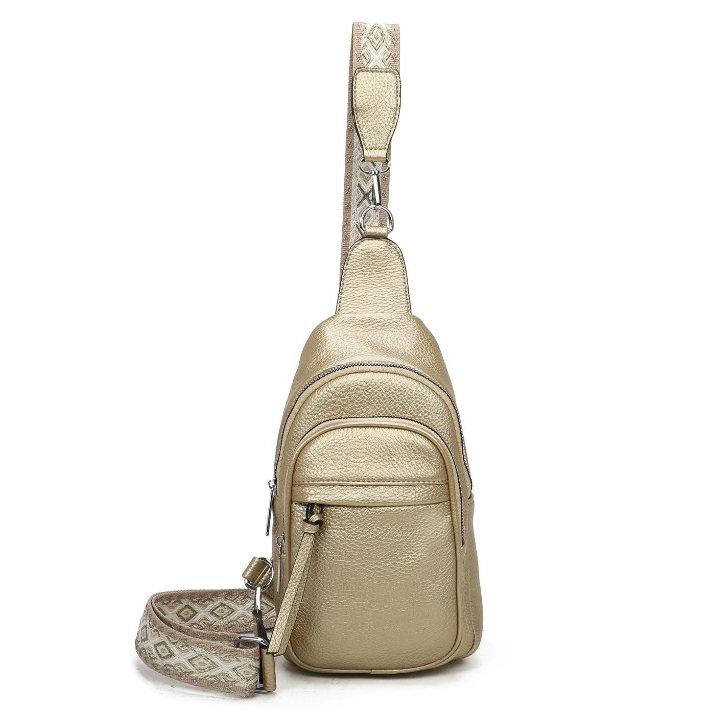ITALYSHOP24 Schultertasche Damen Sling-Tasche Crossbody Brusttasche Bodybag, Umhängetasche, Crossover & Rucksack