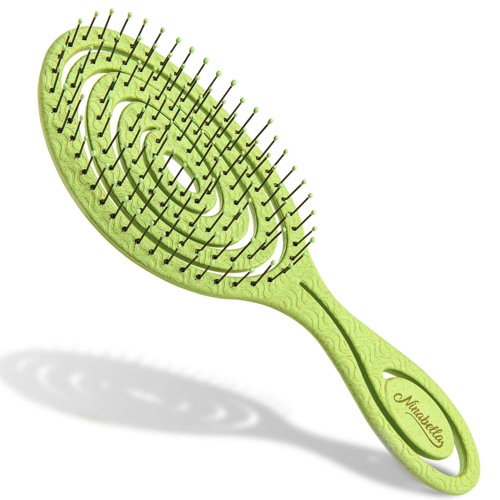 Ninabella Haarbürste Bio Haarbürste ohne Ziepen für Damen, Herren & Kinder  - Entwirrbürste, 1-tlg., für Locken & Lange Haare - Detangler-Bürste mit  Spiralfeder