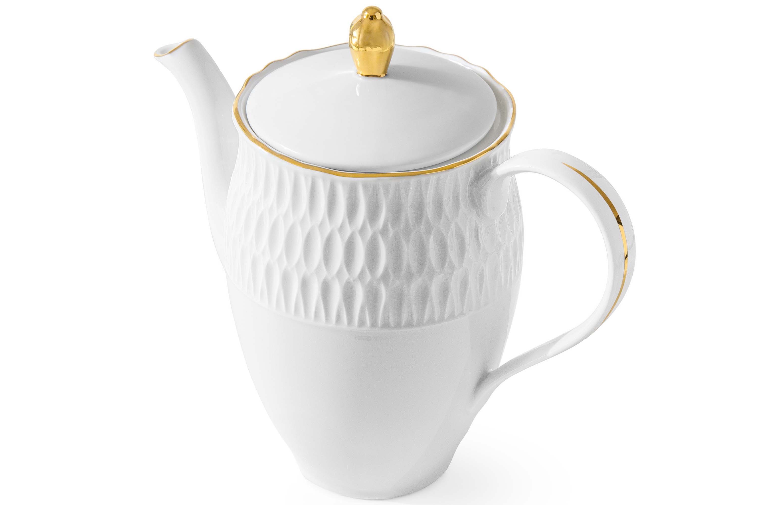 KONSIMO® Teekanne CMIELOW SOFIA Kannen, Kaffeekanne, Porzellankanne, 1600 l, Hochwertiges Premium-Porzellan, in echtem Gold bemalt