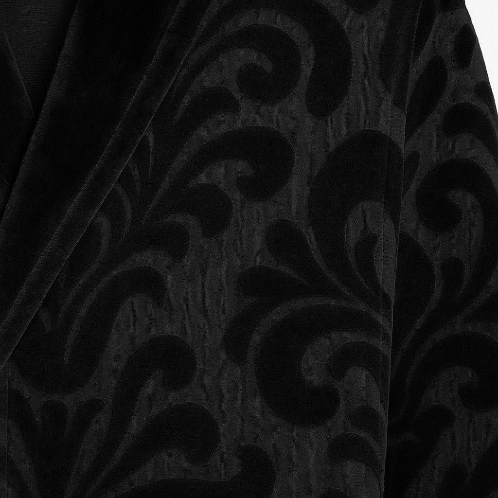 Belle Arti Bademantel Belle Arti Bademantel Velours Schwarz, 100% Baumwolle, mit Geschenkbox, Gürtel, Gürtel, Velours eingestanzt Balck on Black