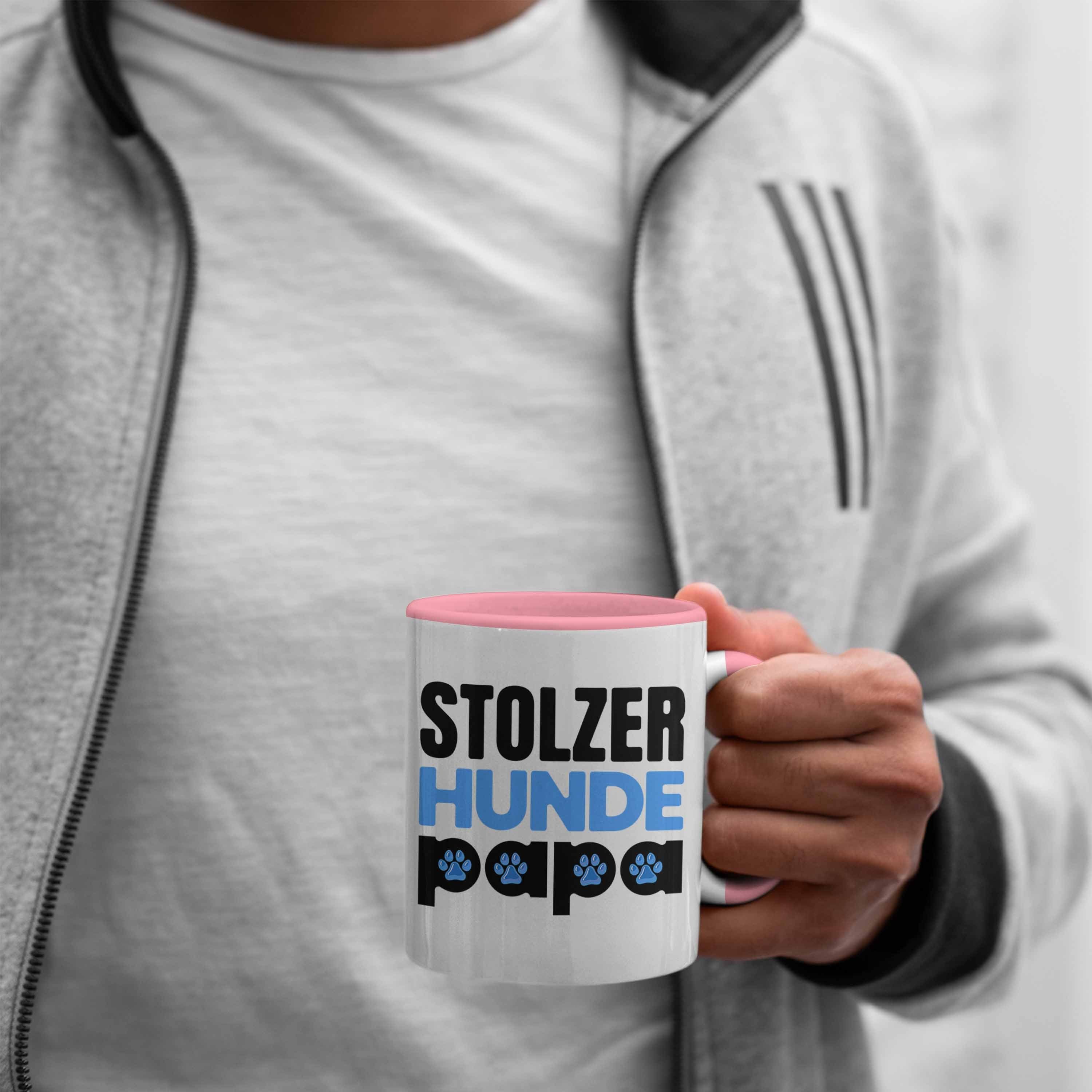 Hundepapa Papa Geschenk für Tasse Trendation Stolzer Hunde-Papis Rosa Geschenkidee Hunde - Tasse Trendation Becher Und Herrchen