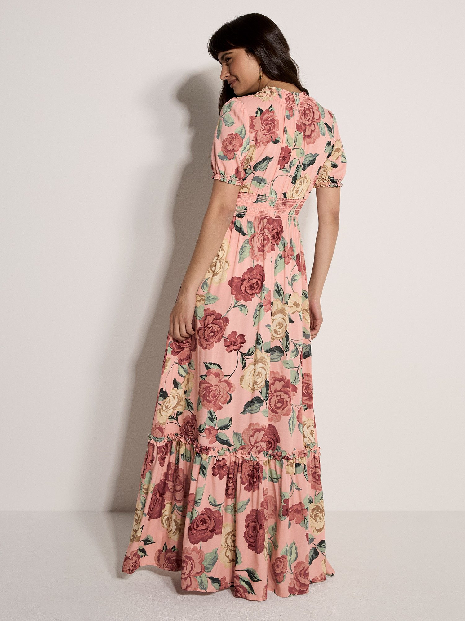 Apricot Maxikleid Chloe-Maxikleid mit Blumenmuster und Wickelausschnitt