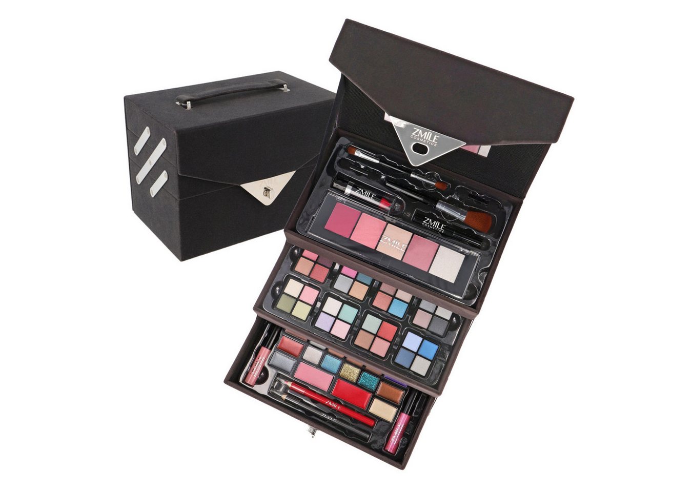 ZMILE COSMETICS Kosmetik-Koffer 'Beauty Case Velvety' (dark grey), 72-tlg., mit veganer Formulierung