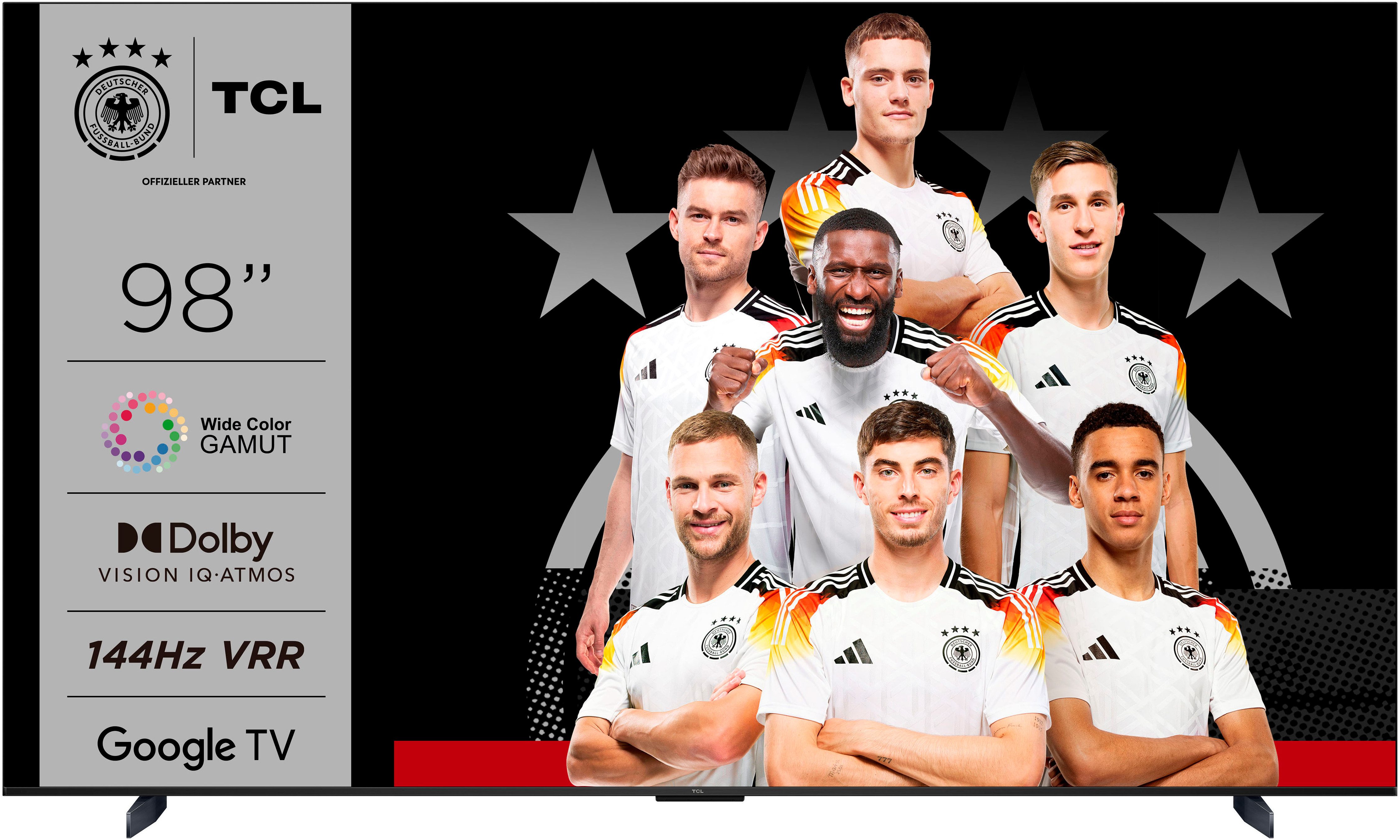 TCL 98P743X1 LED-Fernseher (248 cm/98 Zoll, 4K Ultra HD, Google TV, Smart-TV, HDR, 144Hz, Dolby Vision, Apple TV, Game Master)