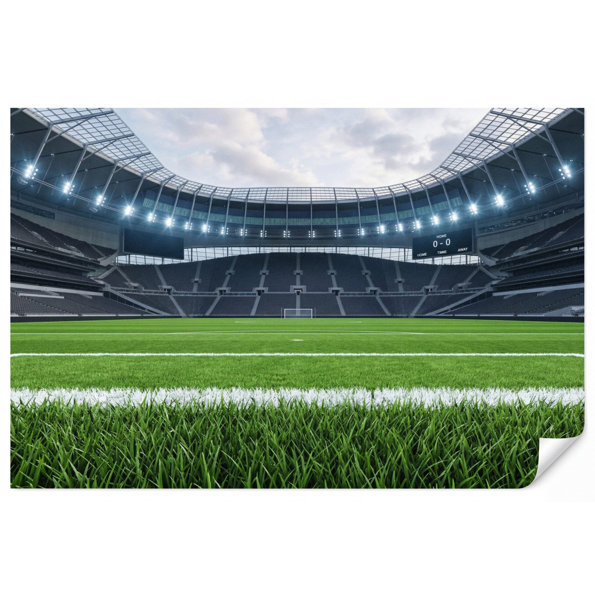 OnlyWow Fototapete Kinderzimmer - Fußball - Stadion - Sport - Grün, Matt, bedruckt, Wohnzimmer, Modern, bedruckt, Vinyl Tapete 100x70cm