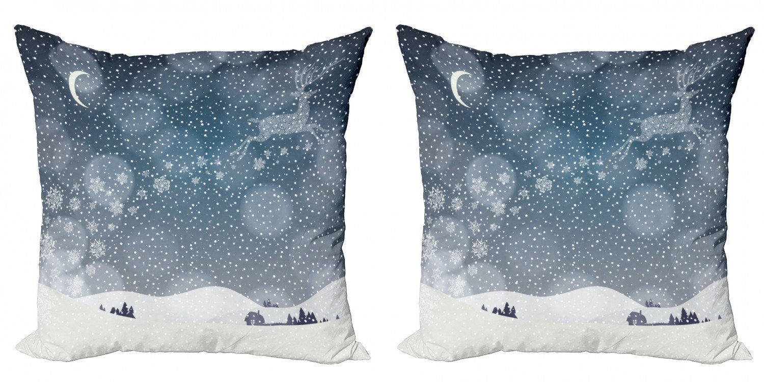 Nacht Doppelseitiger bei Weihnachten Digitaldruck, (2 Stück), Schneelandschaft Accent Abakuhaus Kissenbezüge Modern