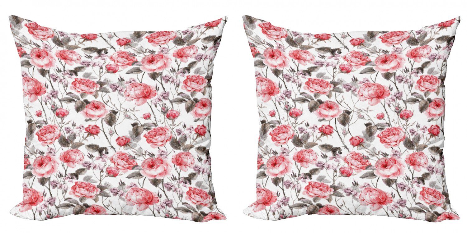 Kissenbezüge Modern Accent Doppelseitiger Digitaldruck, Abakuhaus (2 Stück), Rose Klassisches Blumenaquarell