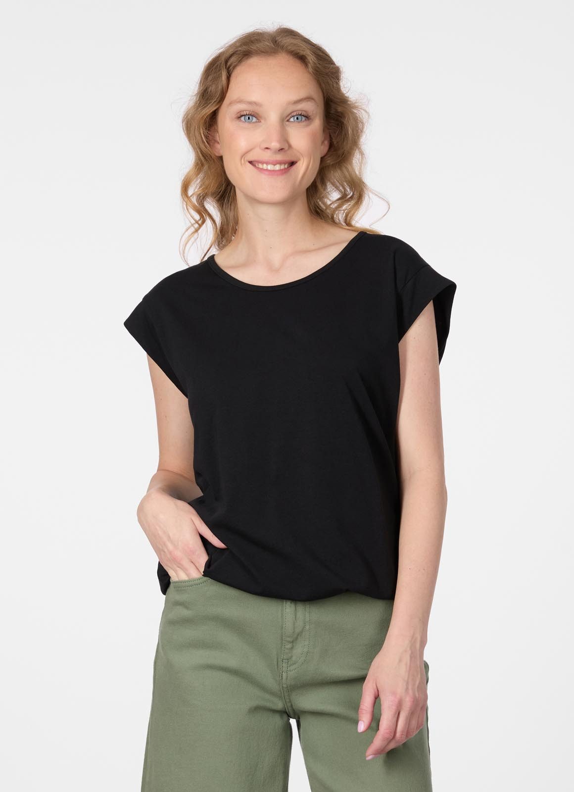 Ragwear Kurzarmshirt TULSA Fließendes Material mit Gummizug in unifarbener Optik