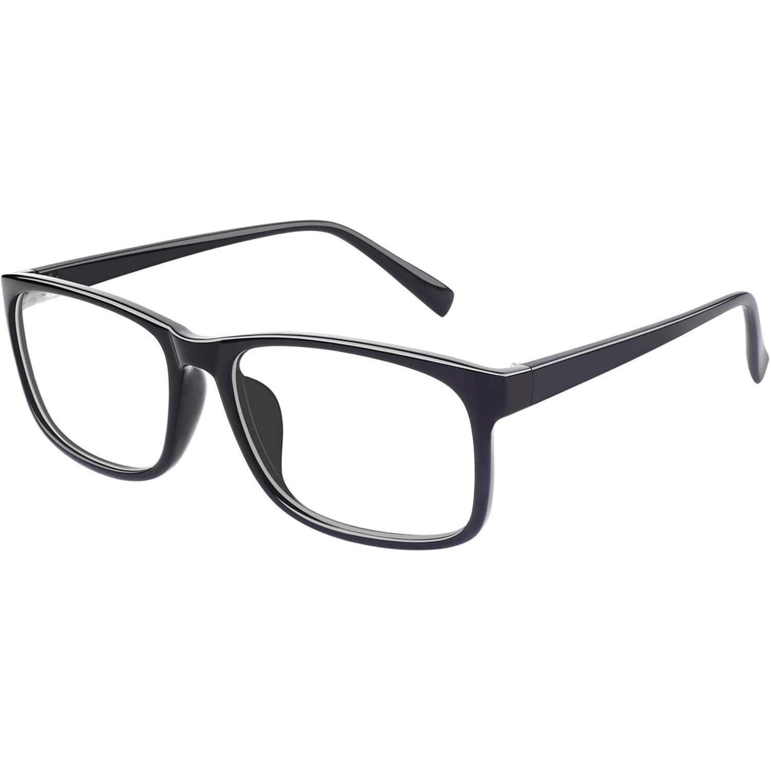 LuxusKollektion Sonnenbrille Brille Nerdbrille ohne Stärke Damen Herren UV400 PO2 Glänzend Schwarz