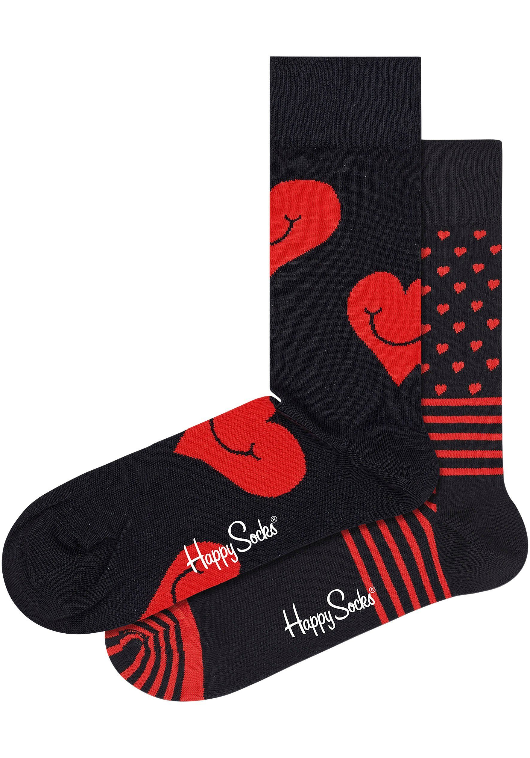 Happy Socken Socks You Heart Set (Box, You Gift Love 2-Paar) I