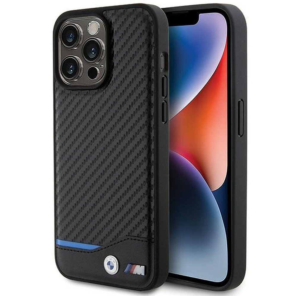BMW Handyhülle Schutzhülle Case 6,7 Zoll, BMW Lizenzprodukt, Leder-Carbon-Optik, Hardcase