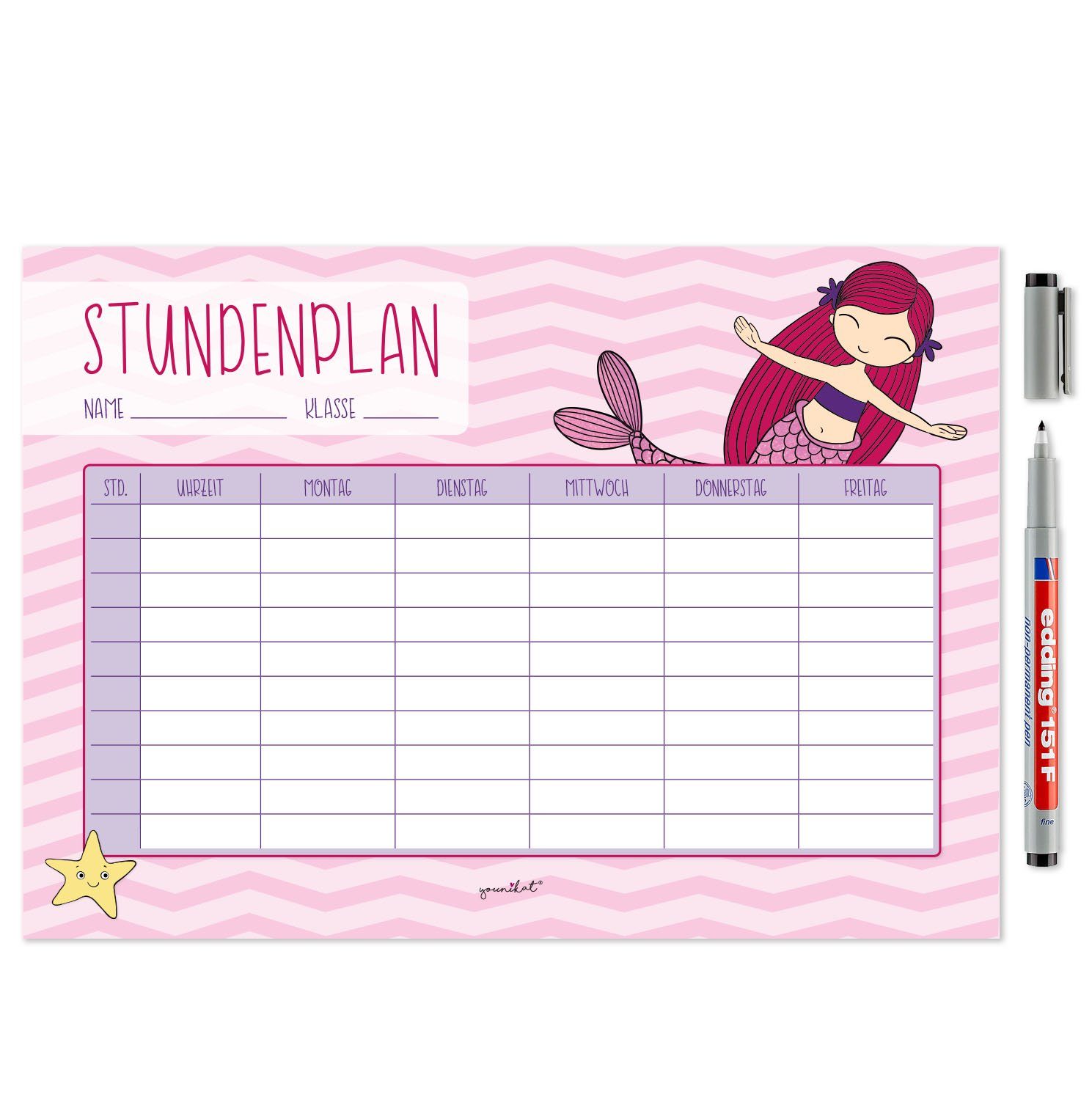 younikat Schülerkalender Meerjungfrau Stundenplan I DIN A4