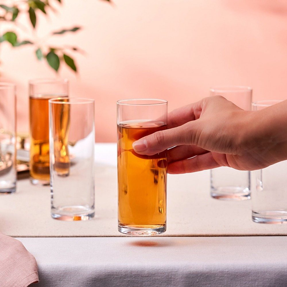 Karaca Kaffeeservice Karaca Saki 6-Piece Highball Glas Set Becher, 195ml, Transparent