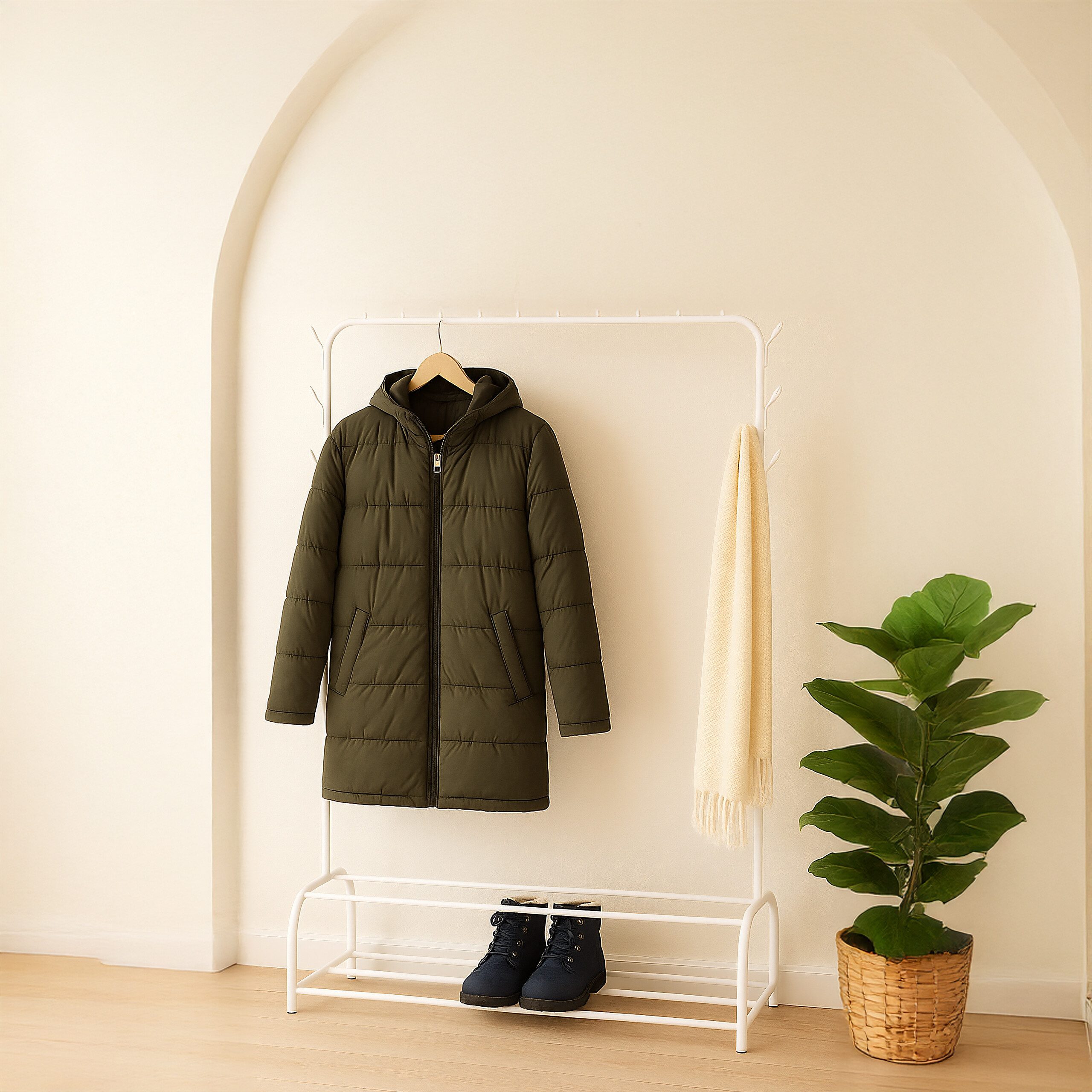 relaxdays Kleiderständer mit 2 Ablage, weiß günstig online kaufen