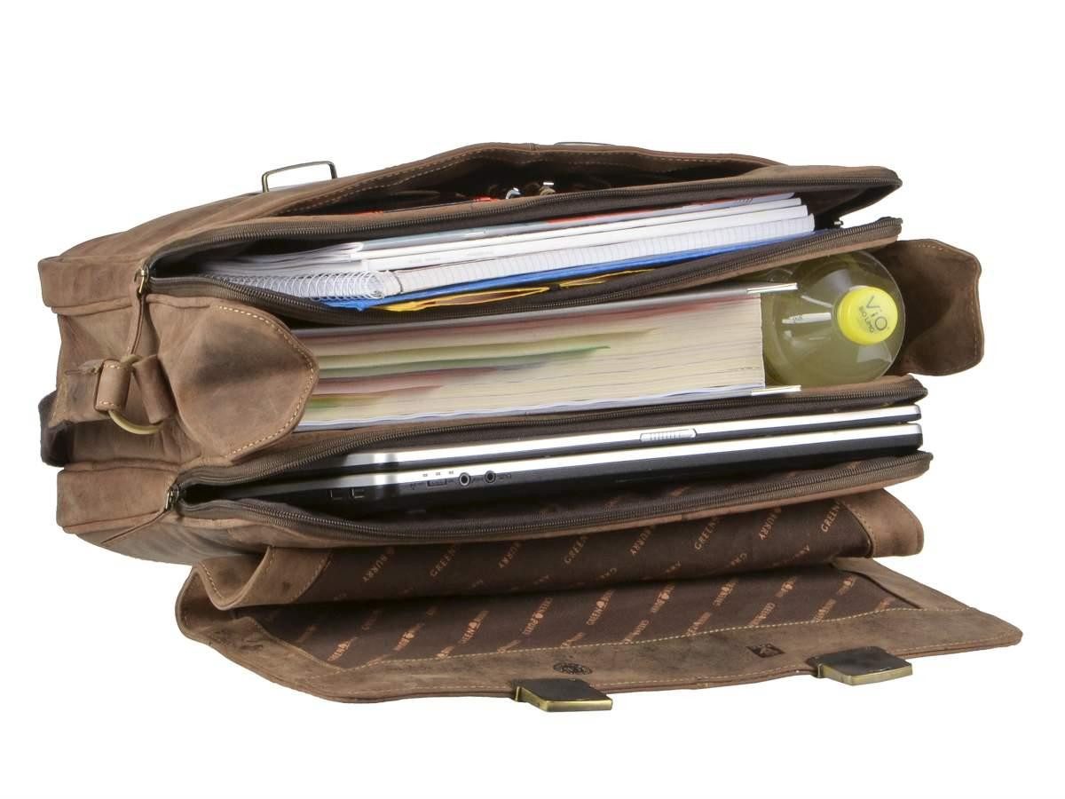 Greenburry Aktentasche Vintage, Businesstasche, Notebooktasche, für Herren, rustikal