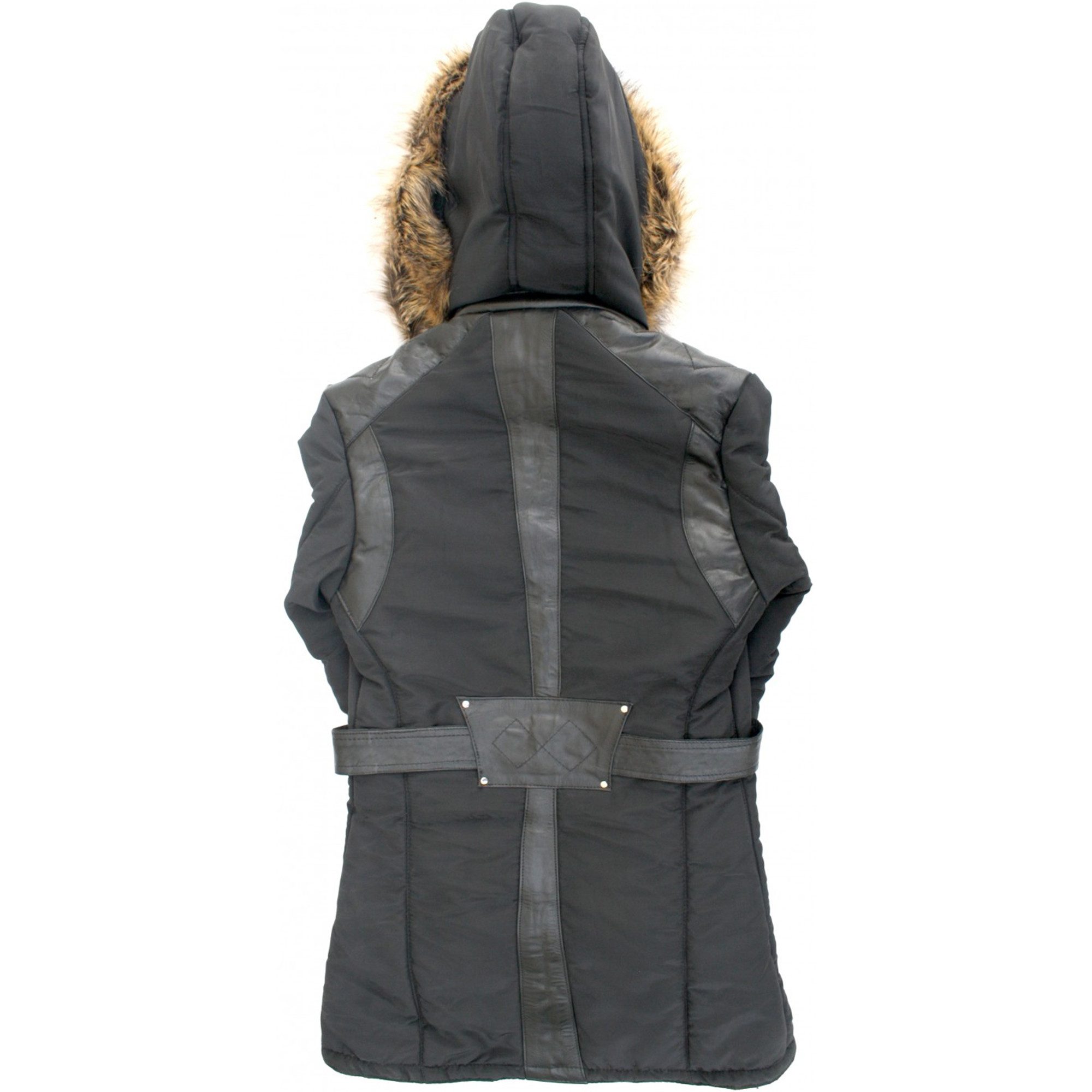 German Wear Lederjacke Trend 421J Black Lang Damen Jacke aus Textilien und Lammnappa Schwarz