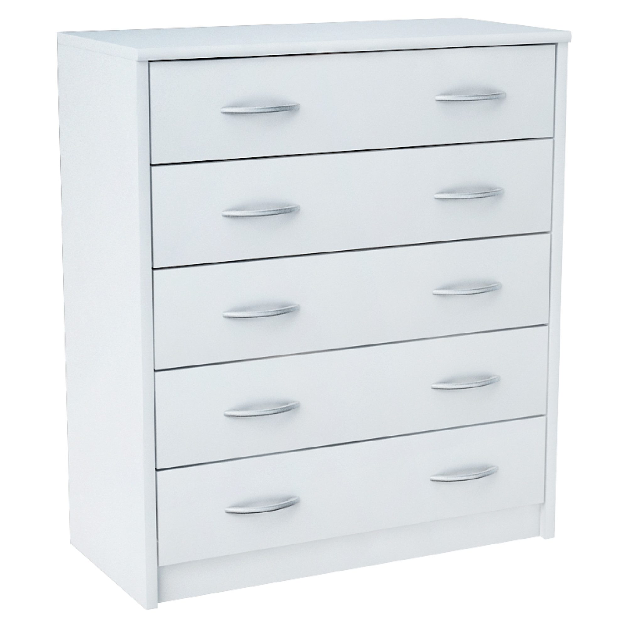Home Collective Kommode mit 5 Schubladen mit matter Oberfläche, Kommode 74cm breit Holz (Schlafzimmer Wohnzimmer Flur Büro Organizer, Metallrollen mit Auszugsstopp), Schrank Kommode mit Schubladen Sideboard Highboard Anrichte Weiß