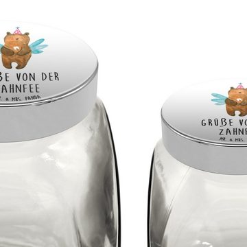 Mr. & Mrs. Panda Vorratsglas L 870ml Bär Zahnfee - Weiß - Geschenk, Erster Zahn, Milchzahn, Teddy, Premium Glas, (1-tlg), Designvielfalt