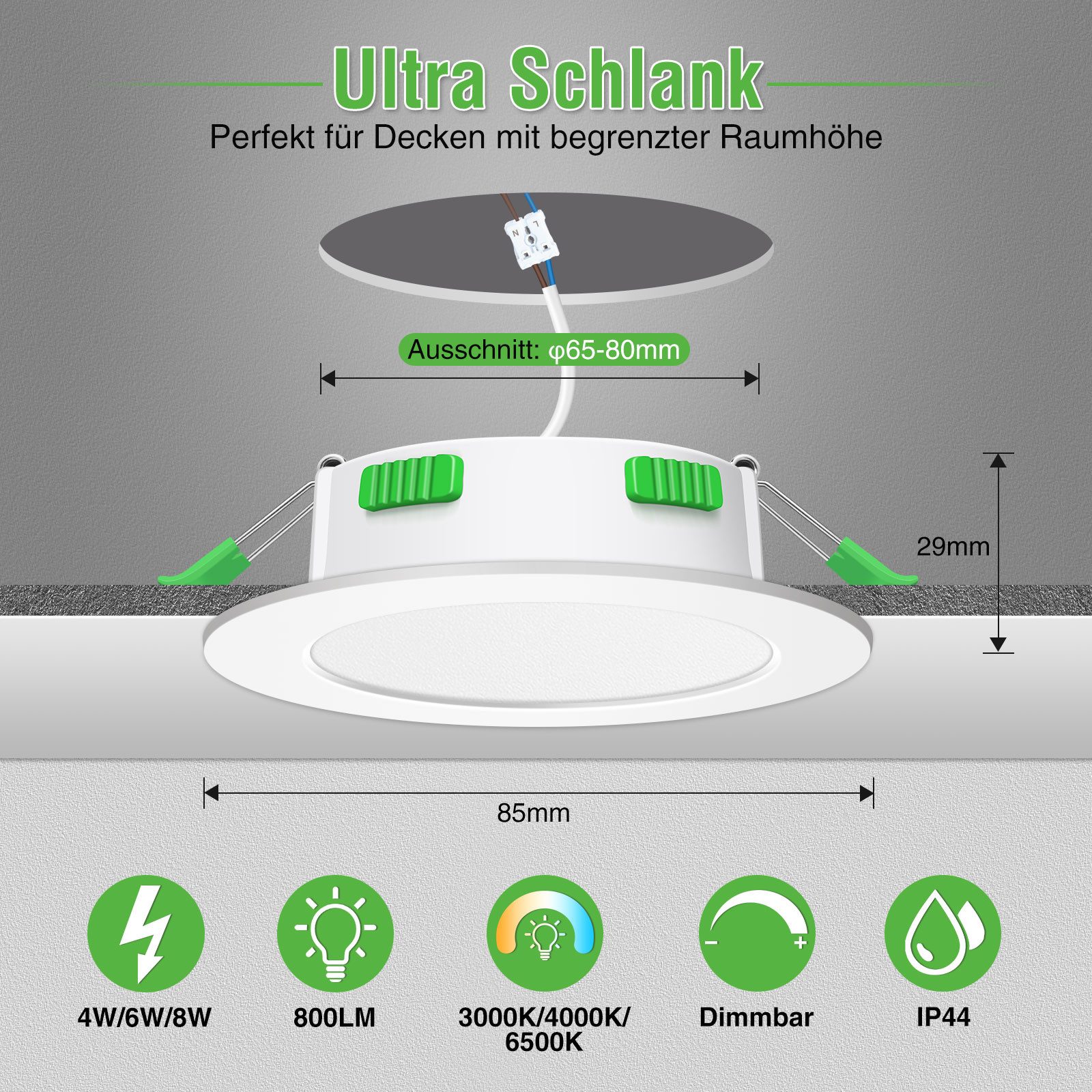 ALUSSO LED Einbaustrahler 10er-Set, 8W LED günstig online kaufen