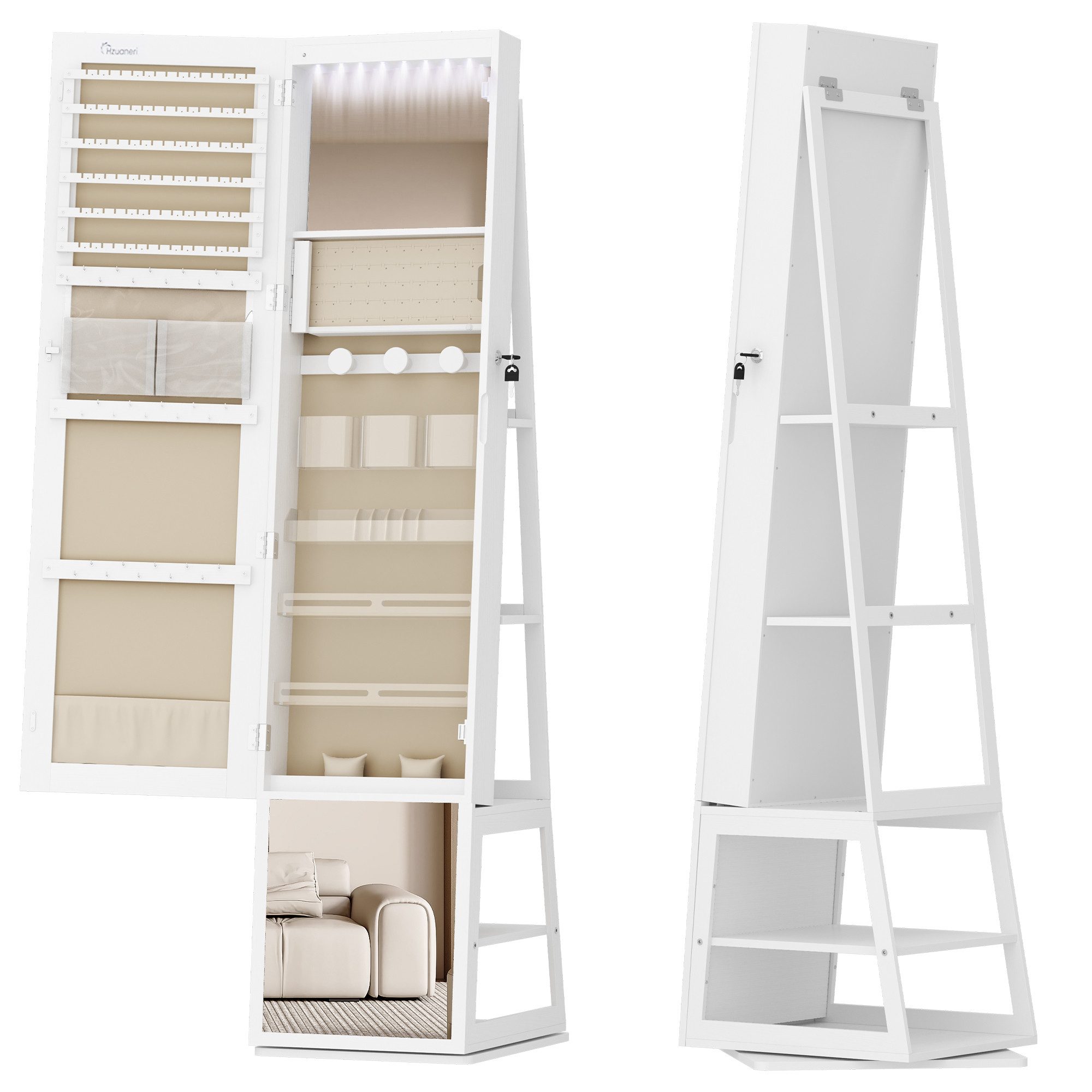 Schmuckschrank Schmuckschränke, mit 360° drehbarem Sockel, 4-in-1 multifunktional