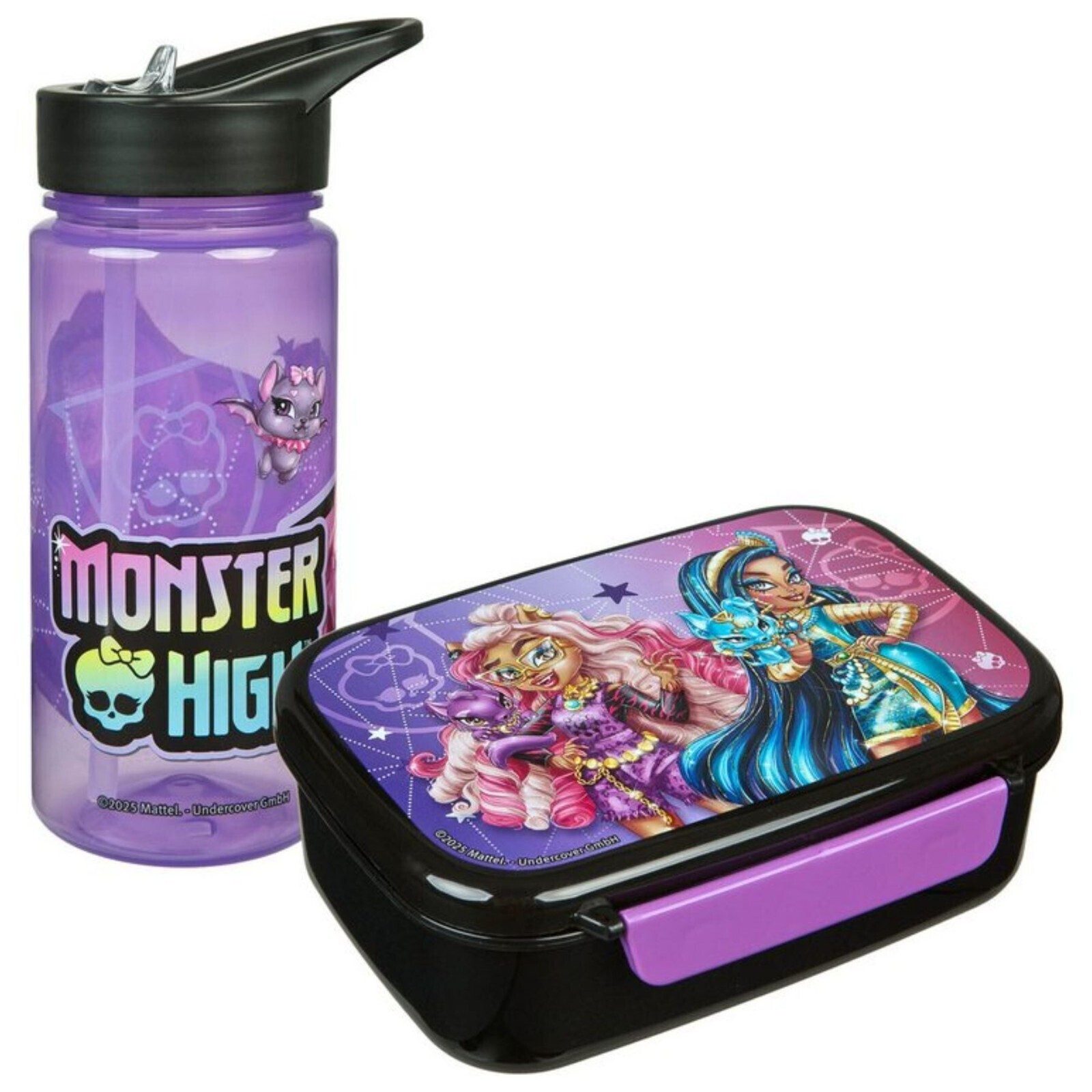 Monster High Elektrische Lunchbox Monster High girls 2 tlg Lunch Set Brotdose Trinkflasche 500 ml, (2-tlg., spar-set)