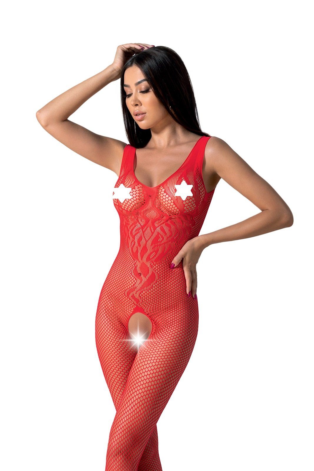 Passion Bodystocking Bodystocking in rot Catsuit ouvert pofrei aus 20 DEN (1 St)