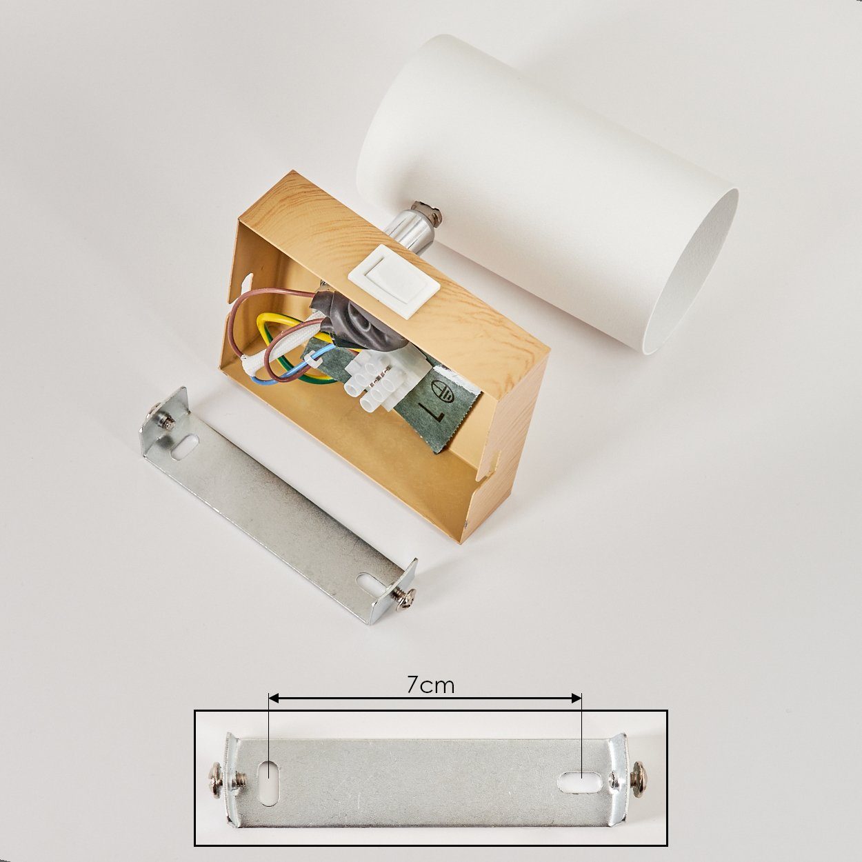 An Metall verstellbarer & GU10, Ausschalter, aus 1 Natur/Holzoptik/Chrom/Weiß, Spot Up Down Leuchtmittel, Lichteffekt & in hofstein Wandlampe Wandleuchte & »Gambellara« ohne