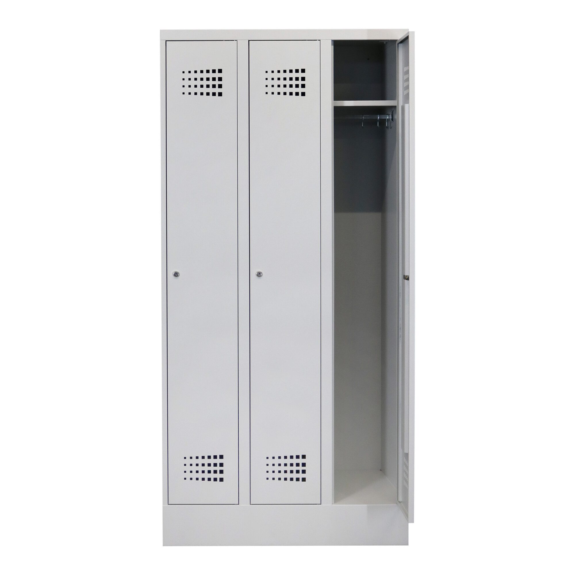 Stier STIER Garderobenspind Premium mit Sockel 3 Abteile Zylinderschloss lic