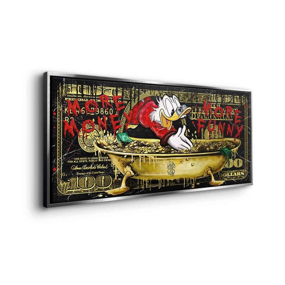 Geld Leinwandbild, goldener Money Pop Rahmen Limitiert DOTCOMCANVAS® Art - More Duck Leinwandbild - -