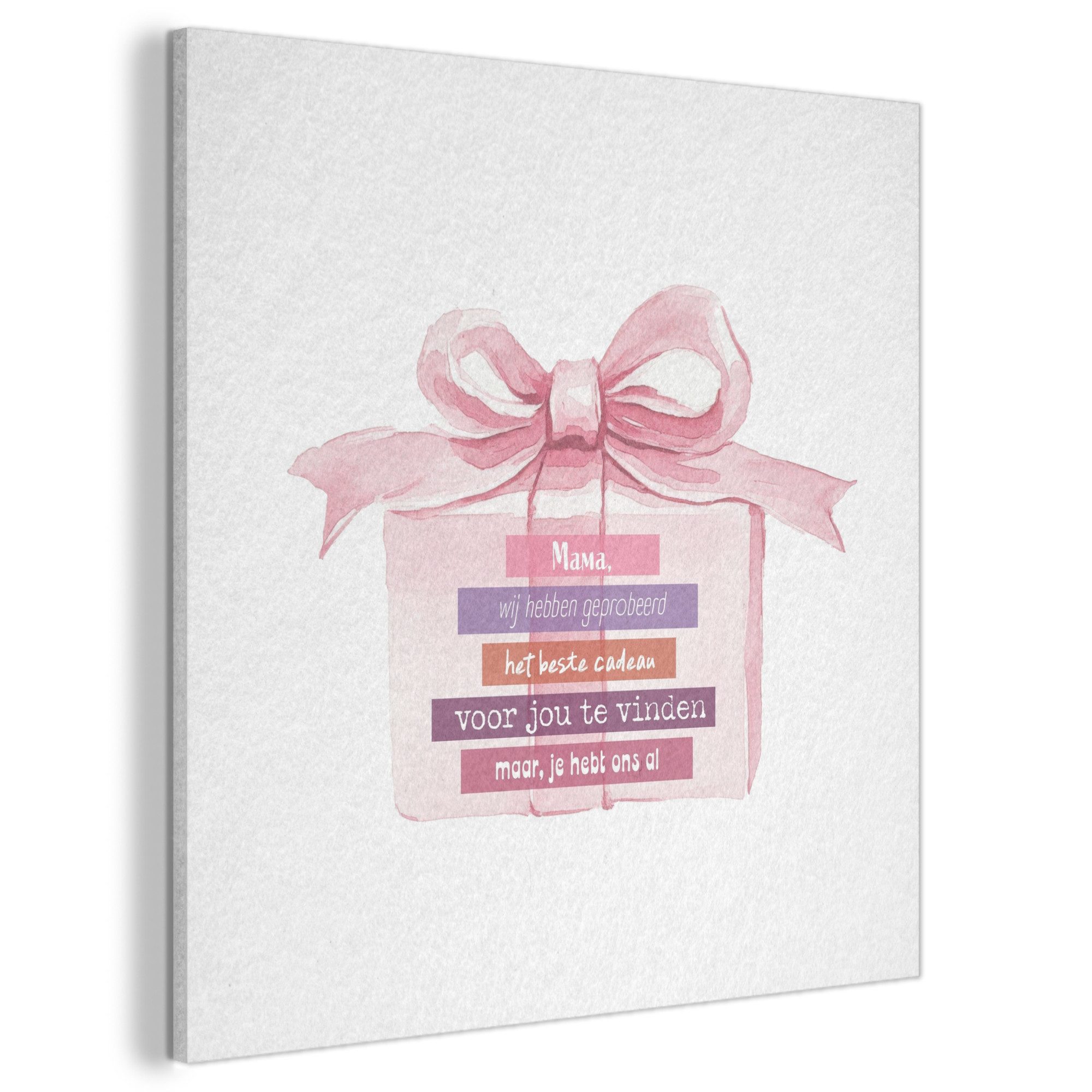 MuchoWow Gemälde Geschenk - Schleife - Text - Rosa, Fotodruck (1 St), Akustikbilder PET-Filz, Wandpaneele, Akustikpaneele 40x40 cm