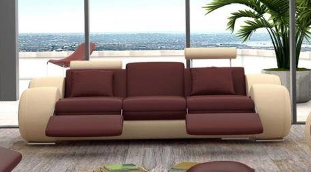 JVmoebel Sofa Europe Ledersofa Luxus 3-Sitzer Neu, Made in Modern Wohnlandschaft