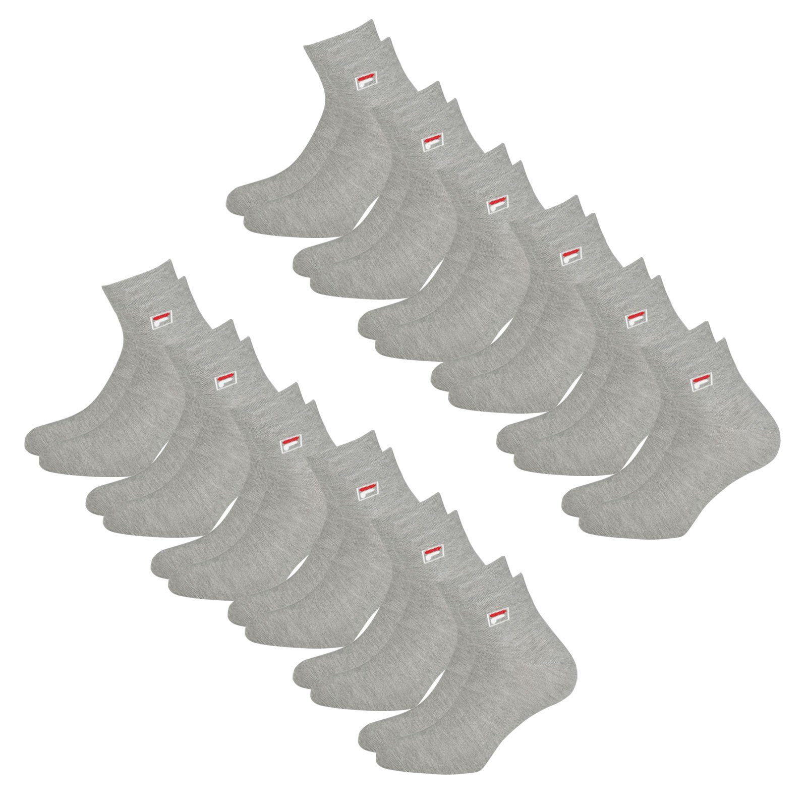 elastischem Fila 400 Piquebund Quarter grey (12-Paar) Sportsocken mit Socken