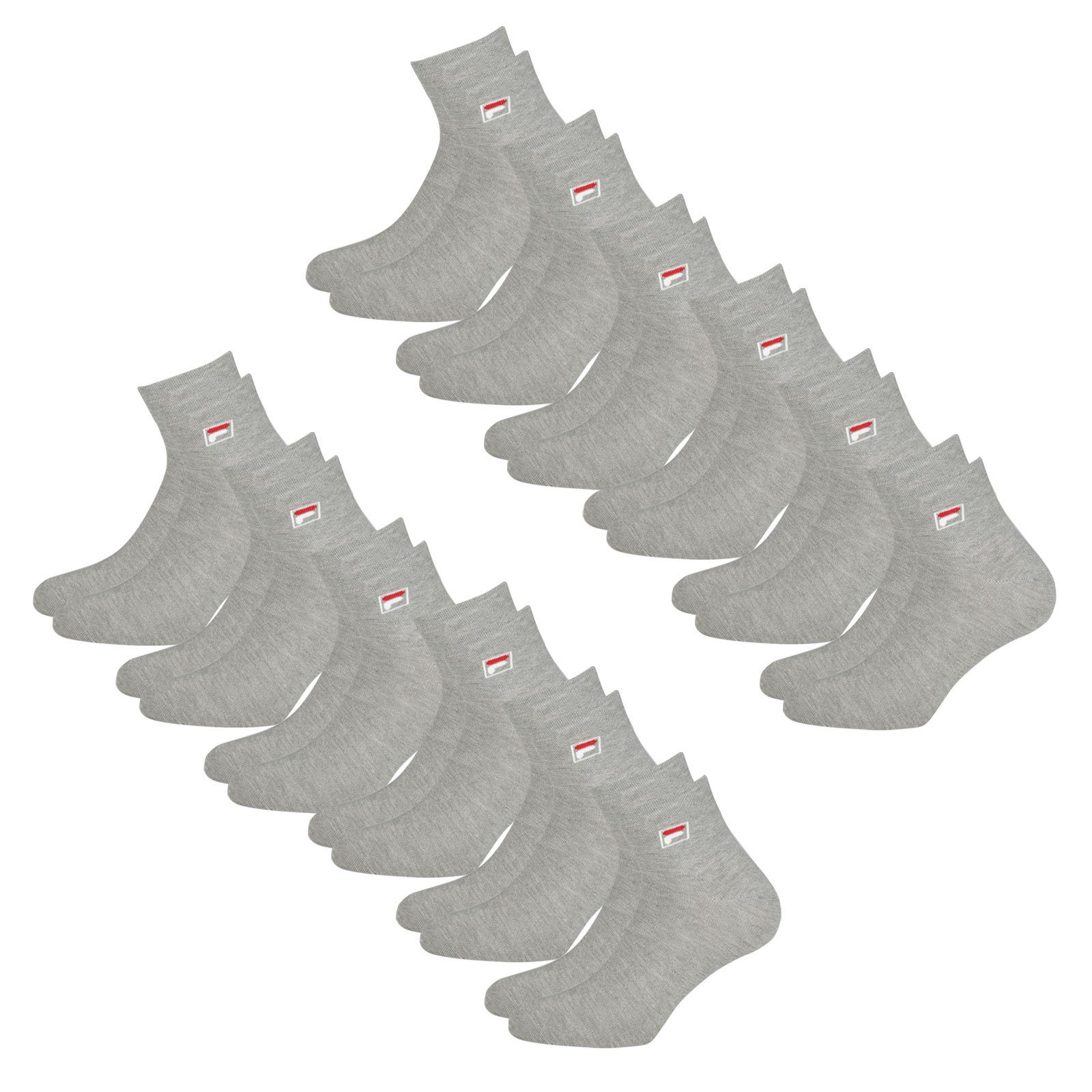 (12-Paar) Piquebund grey Fila 400 Socken mit Quarter elastischem Sportsocken