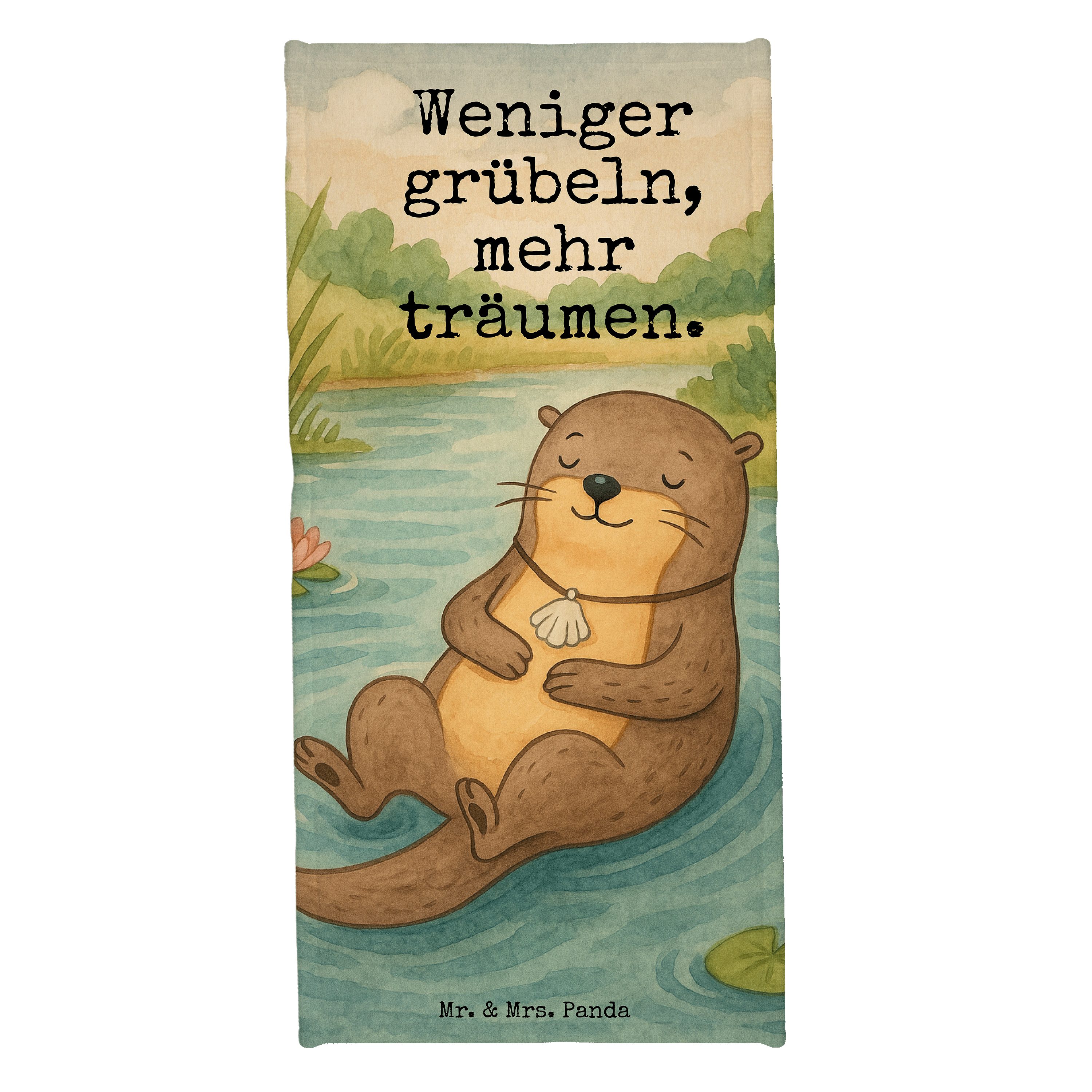 Mr. & Mrs. Panda Handtuch Otter Muschel Design, Badehandtuch, Weiß, Strandlaken, Strandtuch, Ba, Kunstfaser (Packung), Handtuch Frotteetuch sporthandtuch