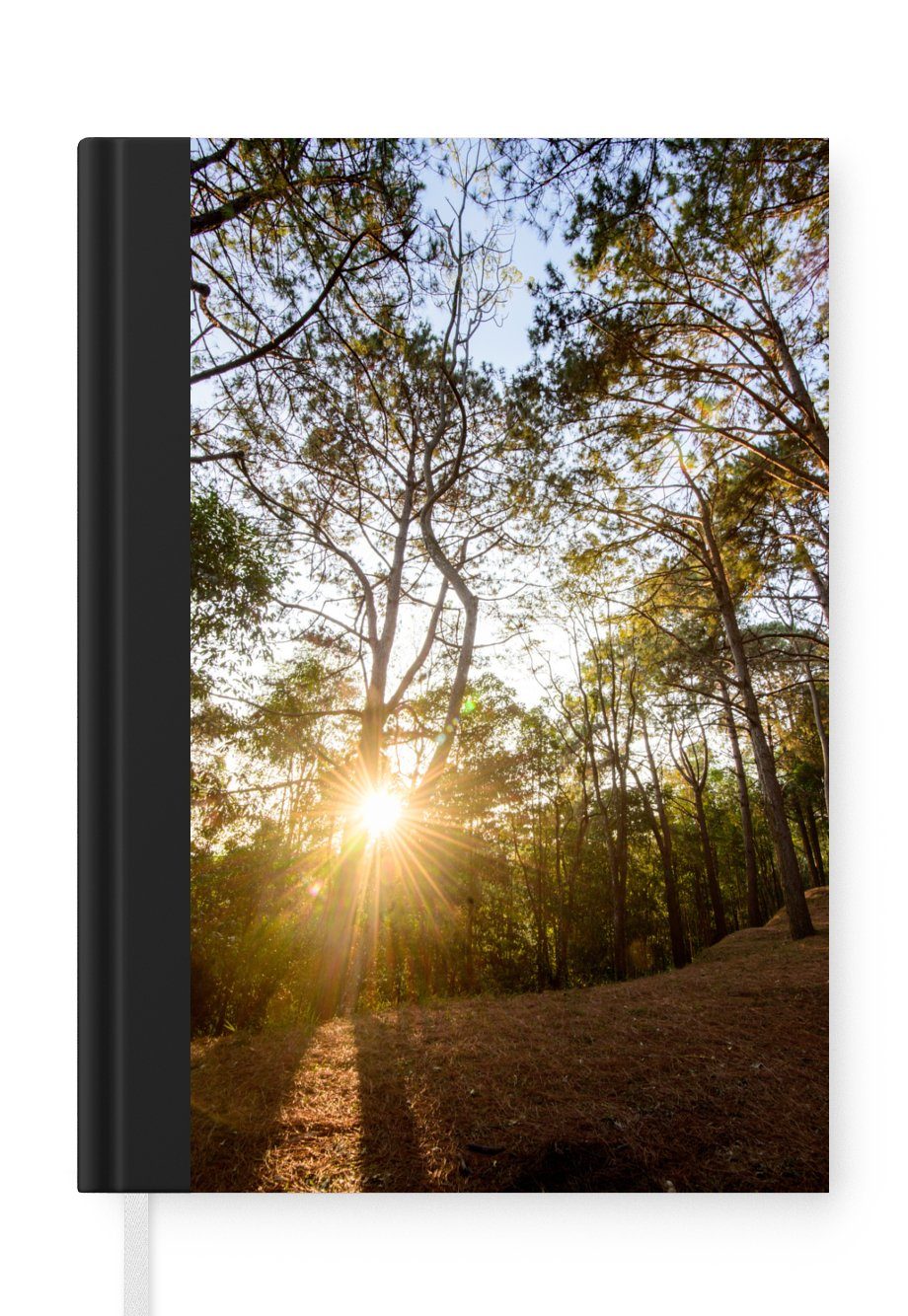 MuchoWow Notizbuch Die Sonne geht zwischen den Bäumen im Wald des Phu Hin Rong, Journal, Merkzettel, Tagebuch, Notizheft, A5, 98 Seiten, Haushaltsbuch | Notizbücher