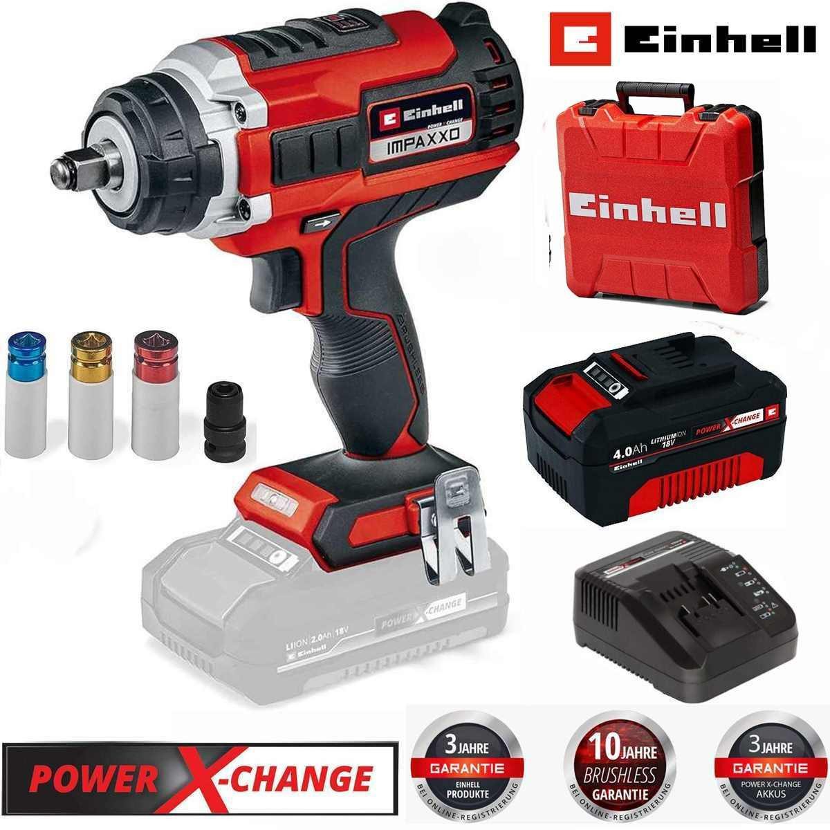 Einhell Akku-Schlagschrauber Schlagschrauber IMPAXXO 18/400 Akku 4.0 Ah 18V -Koffer 3-Gang, BL