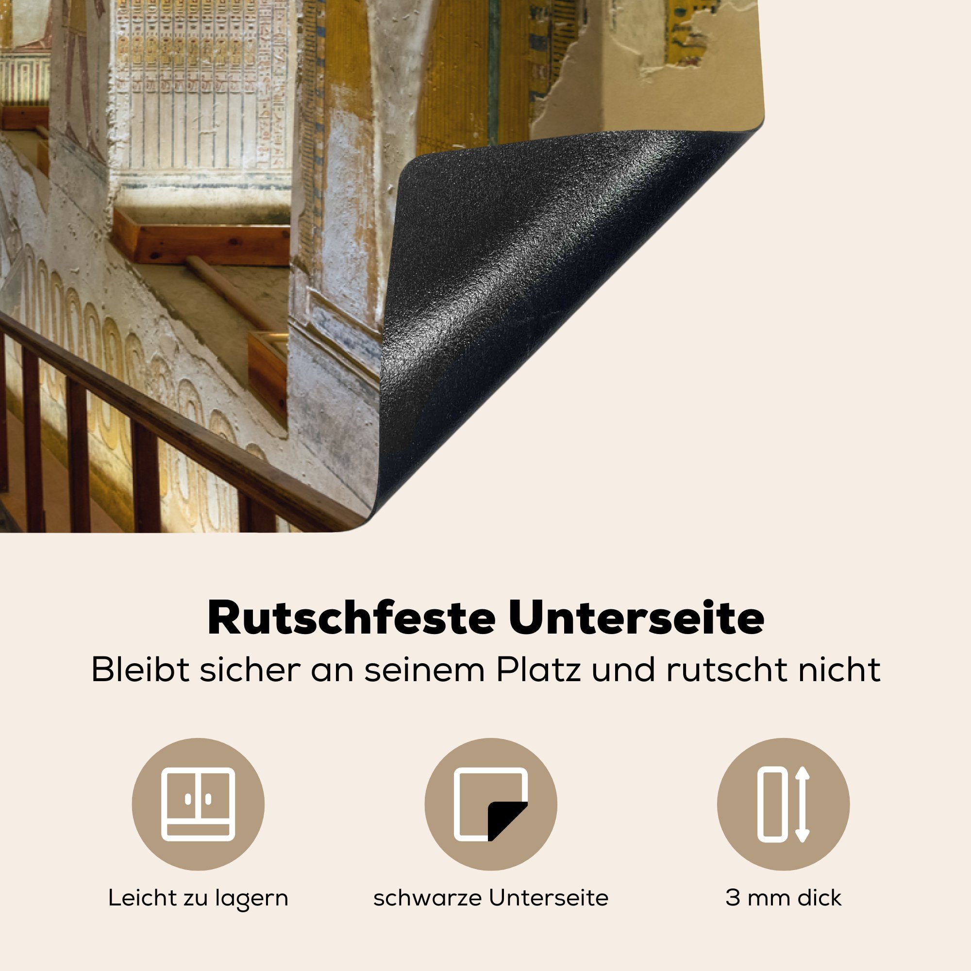 MuchoWow Herdblende-/Abdeckplatte Das Innere eines cm, (1 Ceranfeldabdeckung 81x52 Schutz die tlg), Induktionskochfeld für Gebäudes, Vinyl, ägyptischen küche