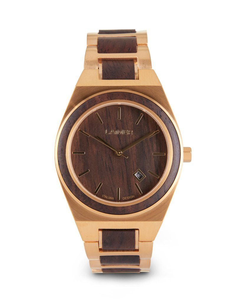 LAiMER Quarzuhr Holzuhr Colin