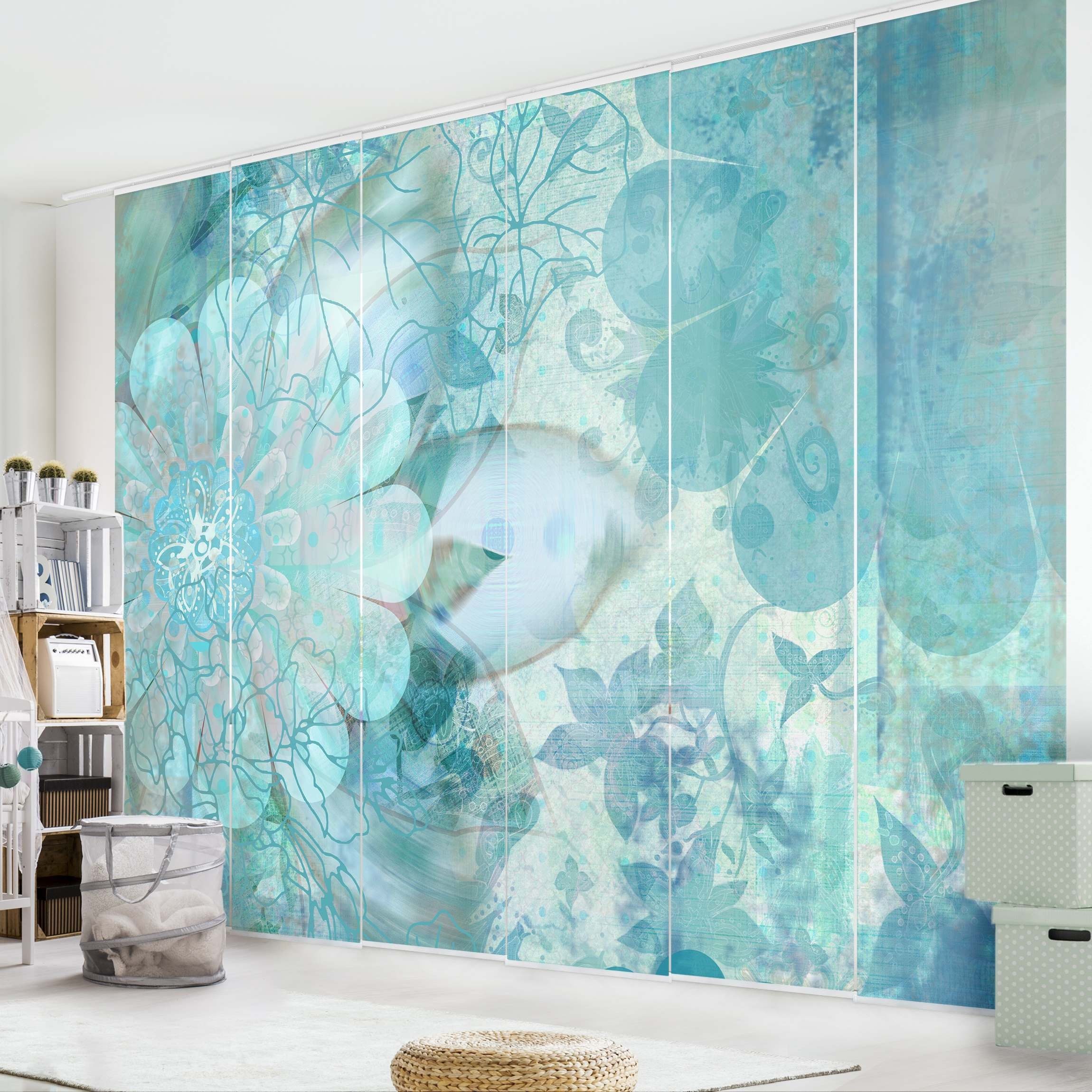 Bilderdepot24 Schiebegardine modern Flächenvorhang blickdicht Winterblumen, günstig online kaufen
