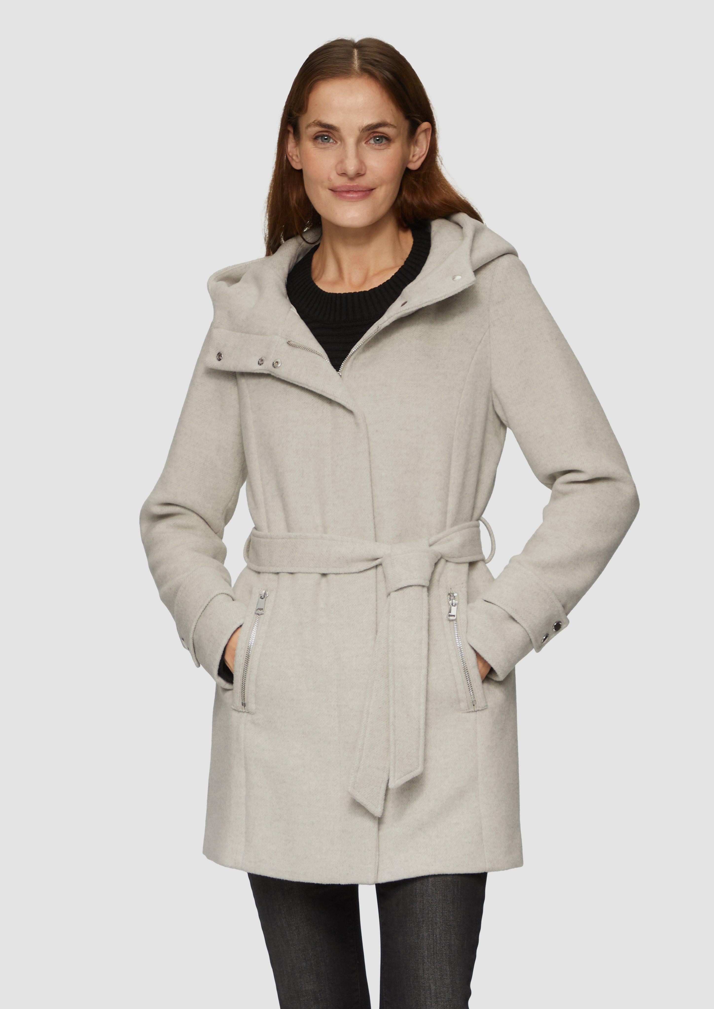 s.Oliver Funktionsmantel Kurzer Wollmantel mit Bindegürtel günstig online kaufen