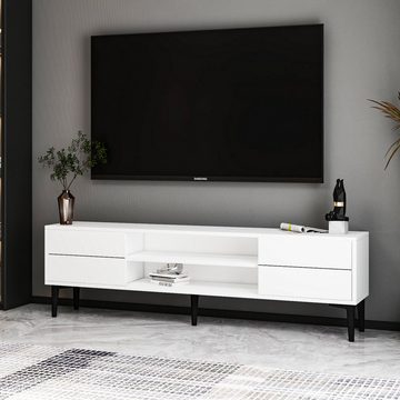 moebel17 TV-Regal TV Lowboard Aragon Weiß Schwarz, modernes TV Lowboard in Weiß Schwarz mit 2 Türen