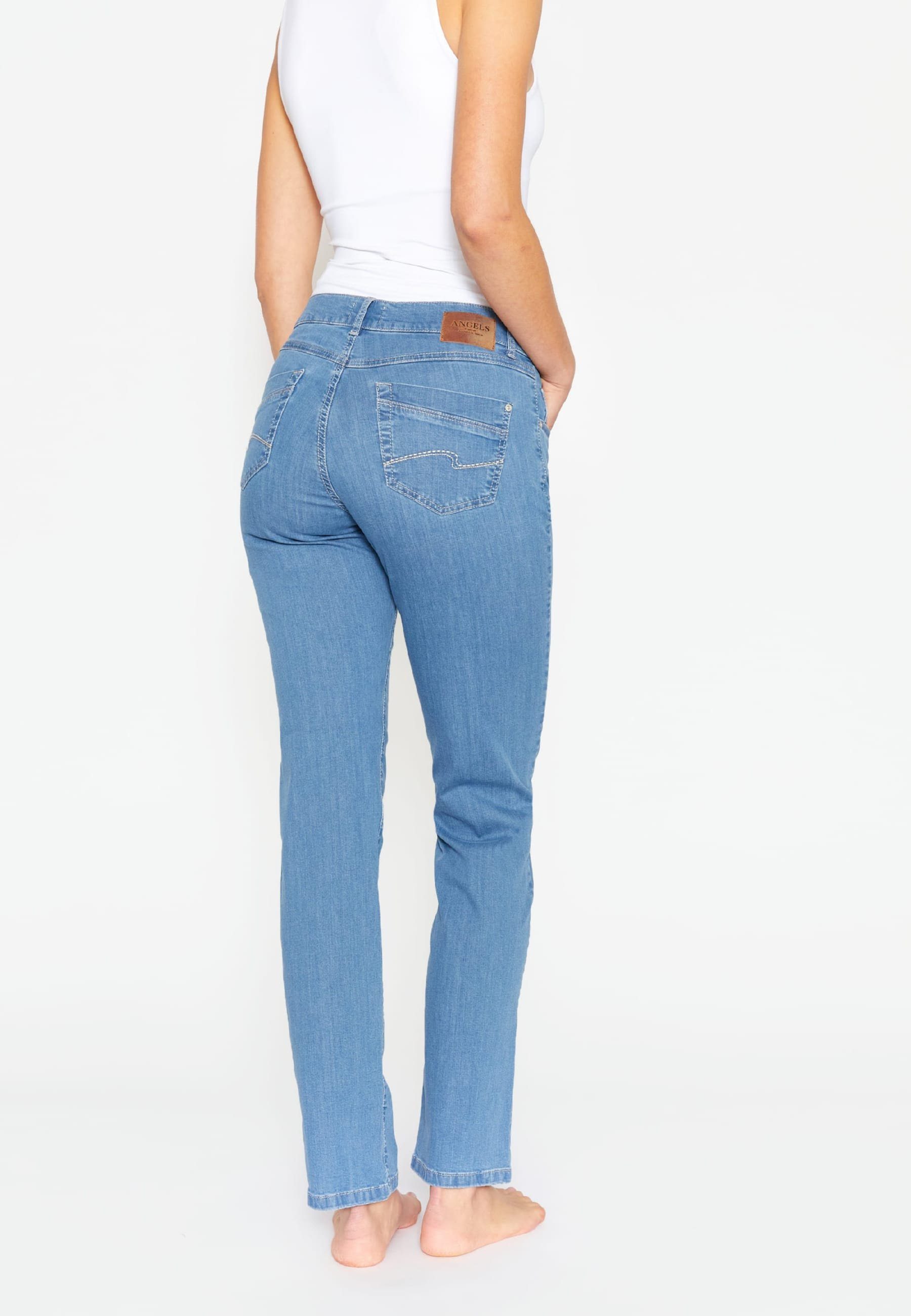 Jeans Dolly Label-Applikationen hellblau Bein ANGELS mit Straight-Jeans mit geradem
