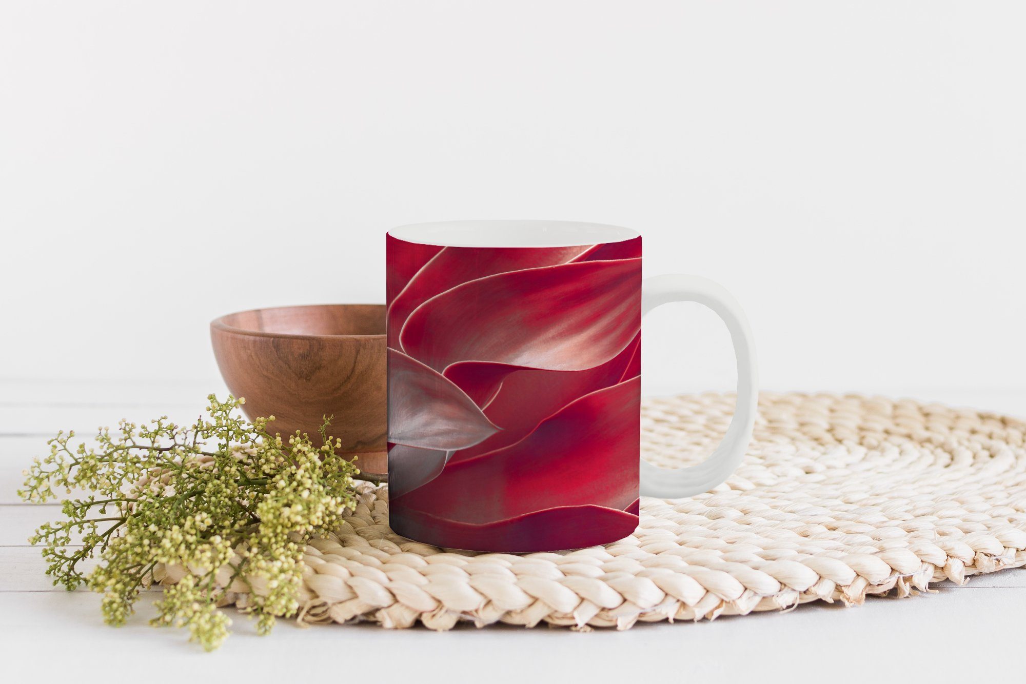 - Geschenk Becher, - Blätter Keramik, Stilleben Pflanze - Rosa, MuchoWow Teetasse, Kaffeetassen, Tasse Teetasse,