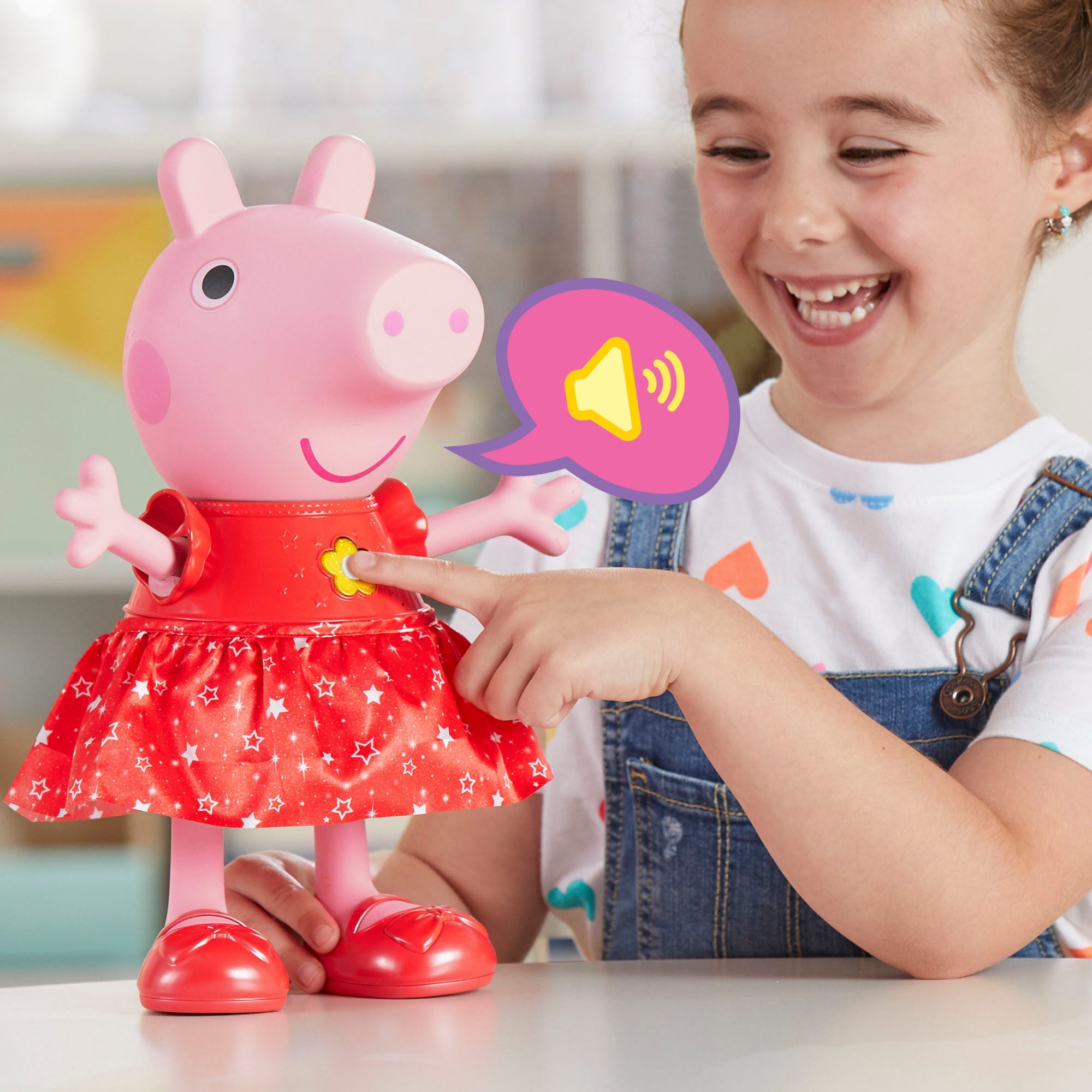 Hasbro Peppa Pig Standing Doll, Peppa's Muddy Puddle Party, with Features