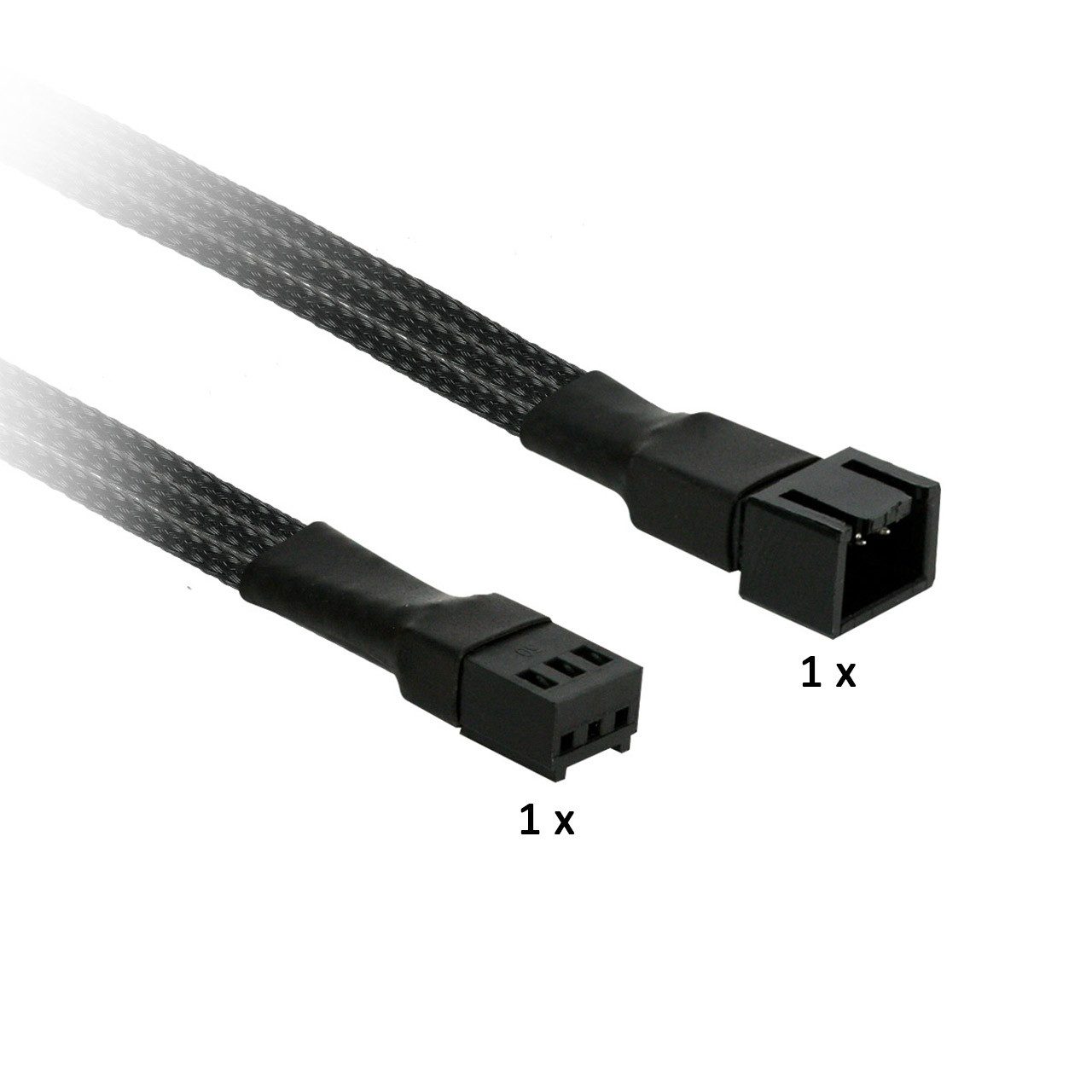 NANOXIA Nanoxia 3-Pin Molex Verlängerung - 30 cm - schwarz Audio- & Video-Kabel